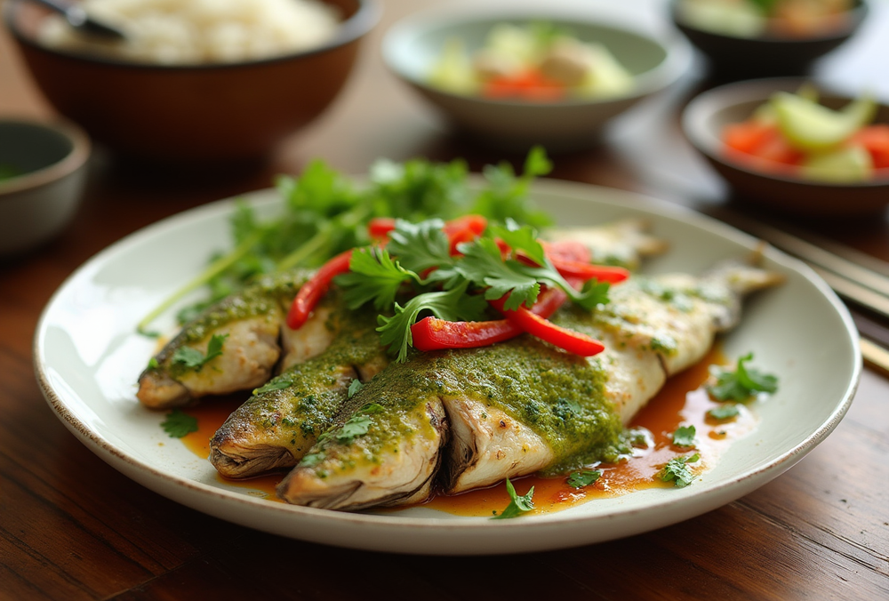 Thai Steamed Fish with Lime Sauce