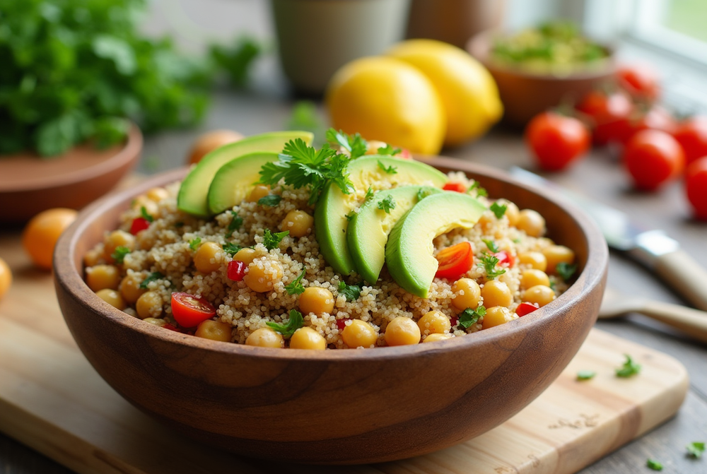 Quinoa Salad with Chickpeas and Avocado